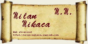 Milan Mikača vizit kartica
